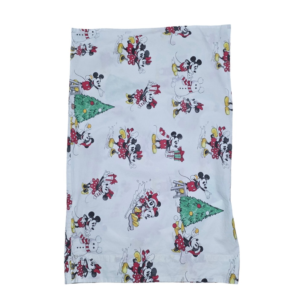 Pottery Barn Teen Disney Mickey Mouse Christmas Organic Cotton Pillowcase White